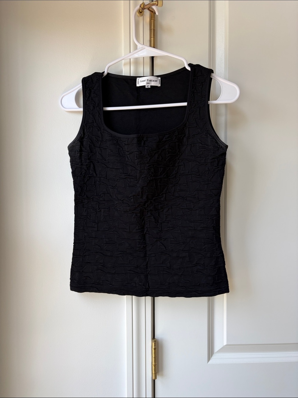 Anne Fontaine Black Textured Scoop Neck Tank
